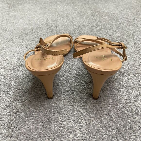 Lulus Synthetic Leather Strappy Sandals Heels Women 8.5 Nude Beige Formal Casual - Picture 4 of 13